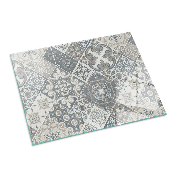 Rectangulaire plaque verre pour poêle motif de mosaïque décoratif