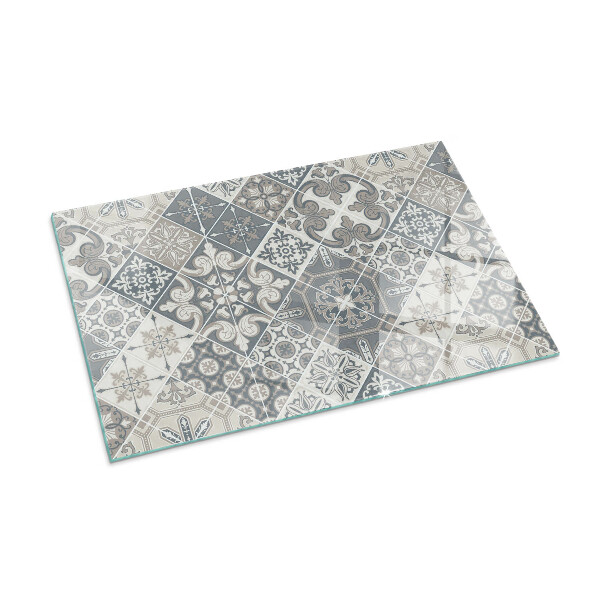 Rectangulaire plaque verre pour poêle motif de mosaïque décoratif