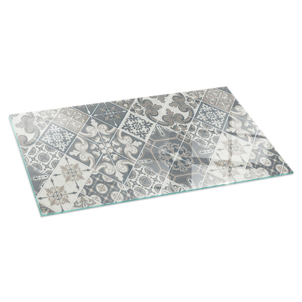 Rectangulaire plaque verre pour poêle motif de mosaïque décoratif