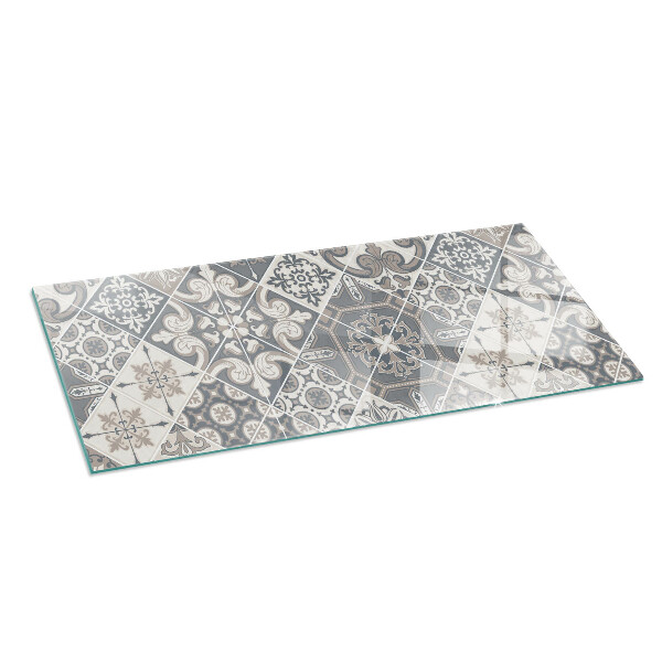 Rectangulaire plaque verre pour poêle motif de mosaïque décoratif