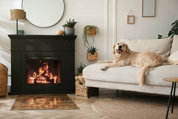 Rectangulaire plaque protection sol devant cheminée en verre Planche en bois veiné