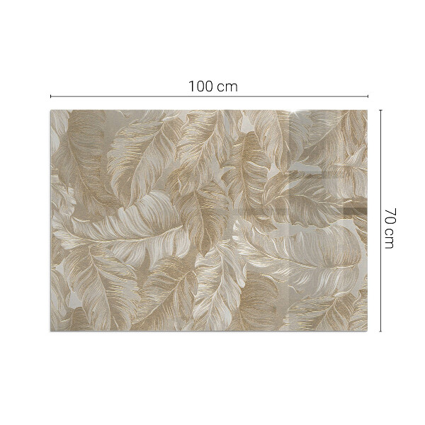 Rectangulaire plaque de sol en verre pour poêle Feuilles aux motifs subtils