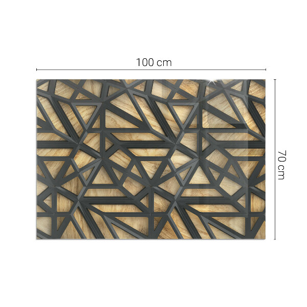 Rectangulaire plaque verre pour poêle Géométrie avec du bois