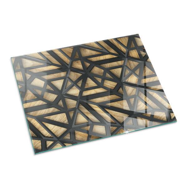 Rectangulaire plaque verre pour poêle Géométrie avec du bois