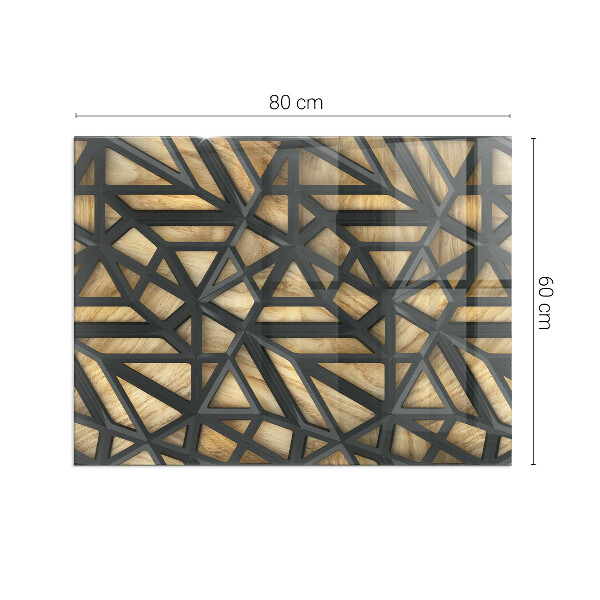 Rectangulaire plaque verre pour poêle Géométrie avec du bois