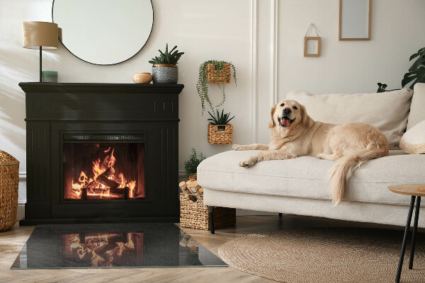 Rectangulaire plaque verre pour poêle texture de surface de la pierre