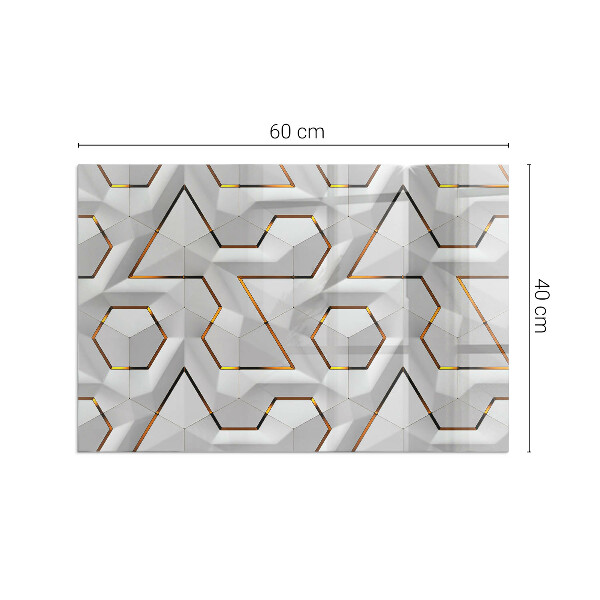Rectangulaire plaque de sol en verre pour poêle Motif géométrique 3D