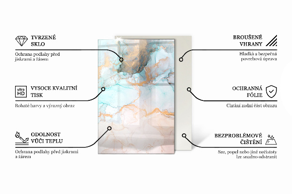 Rectangulaire plaque verre pour poêle Motif de texture abstrait