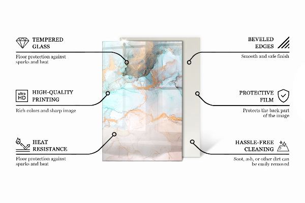 Rectangulaire plaque de sol en verre pour poêle Motifs polygonaux dans une grille