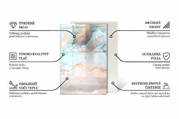 Rectangulaire plaque de sol en verre pour poêle Motif floral avec des papillons