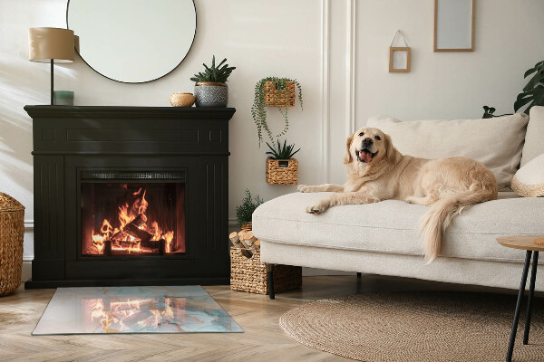 Rectangulaire plaque protection sol devant cheminée en verre Motif fluide abstrait