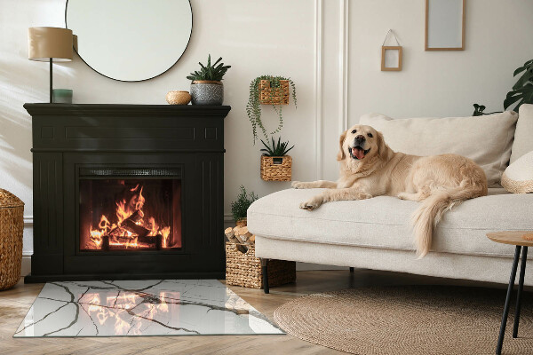 Rectangulaire plaque verre pour poêle Motif de veines de marbre