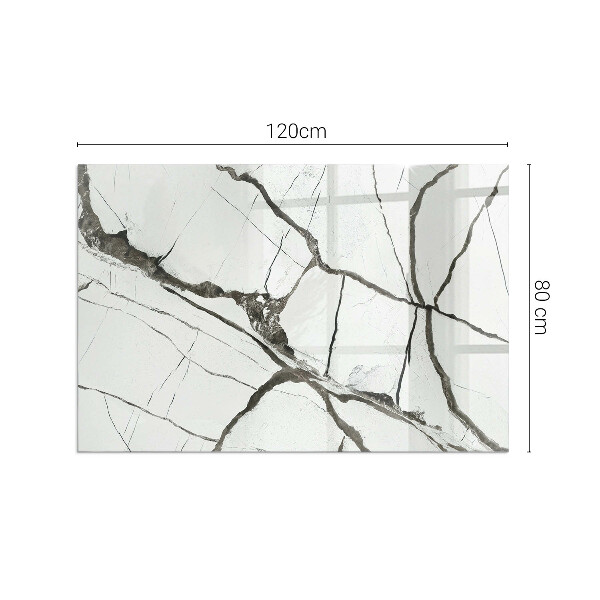 Rectangulaire plaque verre pour poêle Motif de veines de marbre