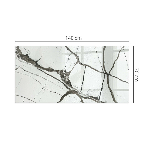 Rectangulaire plaque verre pour poêle Motif de veines de marbre