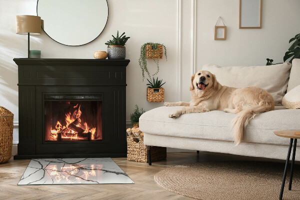 Rectangulaire plaque verre pour poêle Motif de veines de marbre
