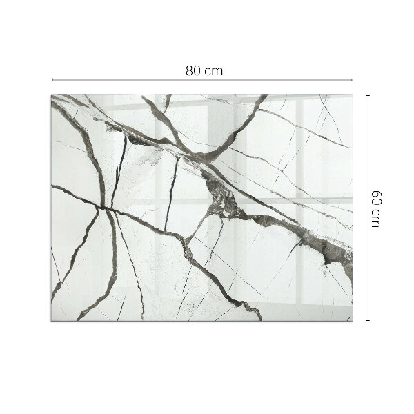 Rectangulaire plaque verre pour poêle Motif de veines de marbre