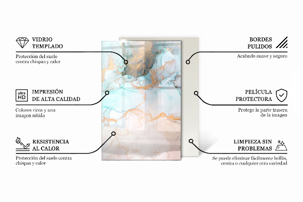 Rectangulaire plaque de sol en verre pour poêle Motif de pierre naturelle