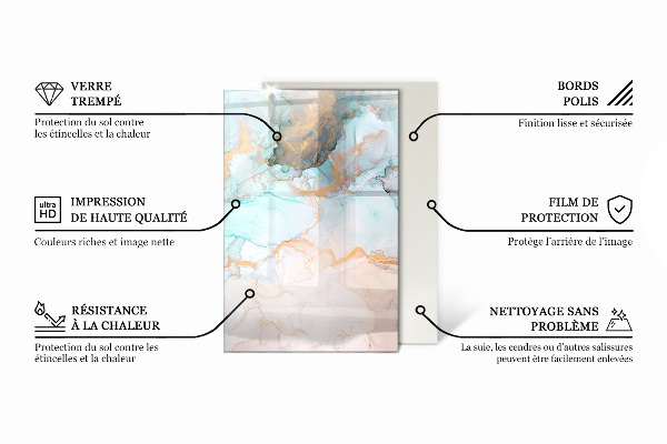 Rectangulaire plaque de sol en verre pour poêle Motif de pierre naturelle