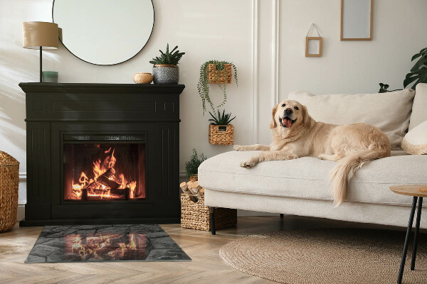 Rectangulaire plaque de sol en verre pour poêle Motif de pierre naturelle