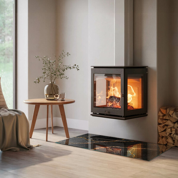 Rectangulaire plaque protection sol devant cheminée en verre Marbre élégant veiné