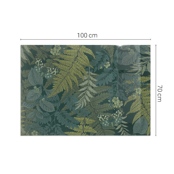Rectangulaire plaque verre pour poêle Motifs végétaux avec des papillons
