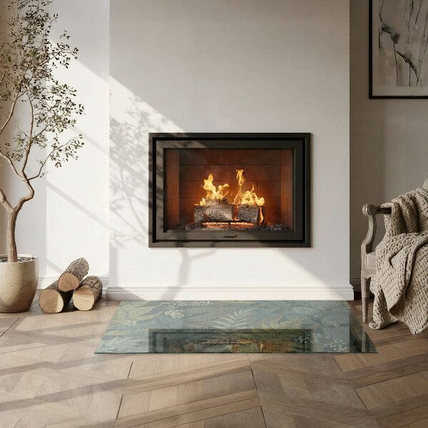 Rectangulaire plaque verre pour poêle Motifs végétaux avec des papillons