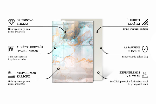 Rectangulaire plaque protection sol devant cheminée en verre Motif marbré délicat