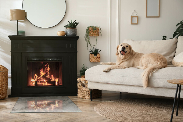 Rectangulaire plaque protection sol devant cheminée en verre Motif de pierre naturelle