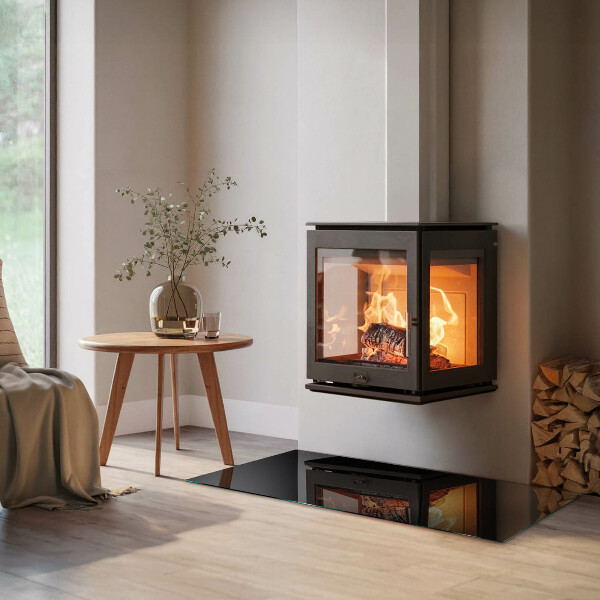 Rectangulaire plaque protection sol devant cheminée en verre Couleur noire