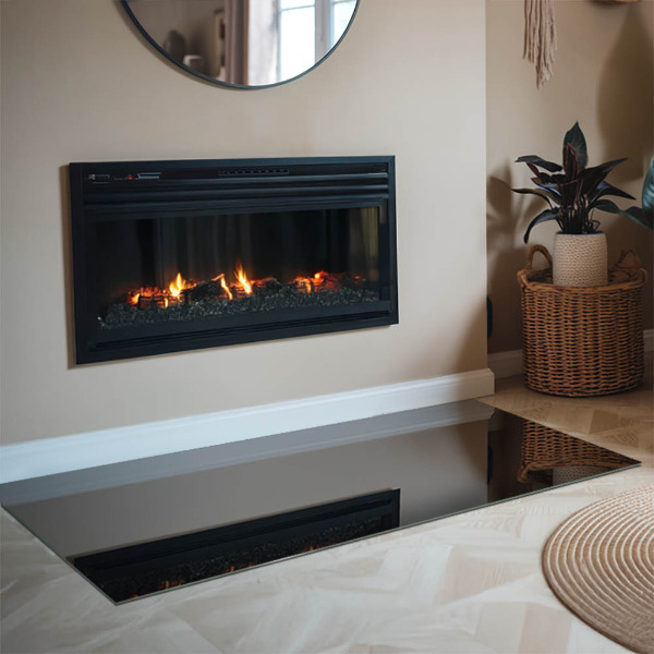 Rectangulaire plaque protection sol devant cheminée en verre Couleur noire