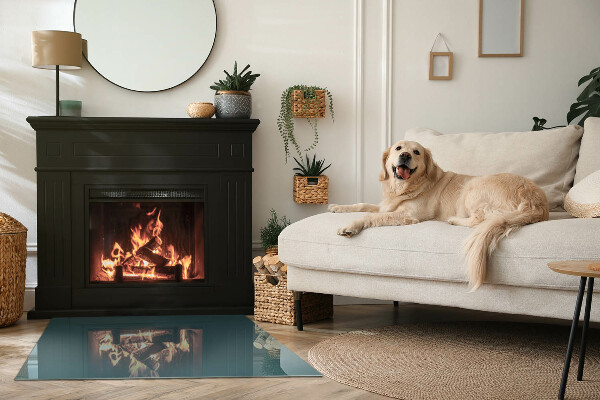 Rectangulaire plaque verre pour poêle Couleur de la mer