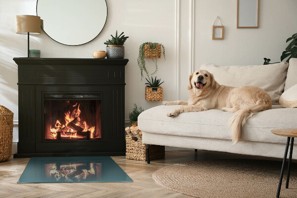 Rectangulaire plaque verre pour poêle Couleur de la mer