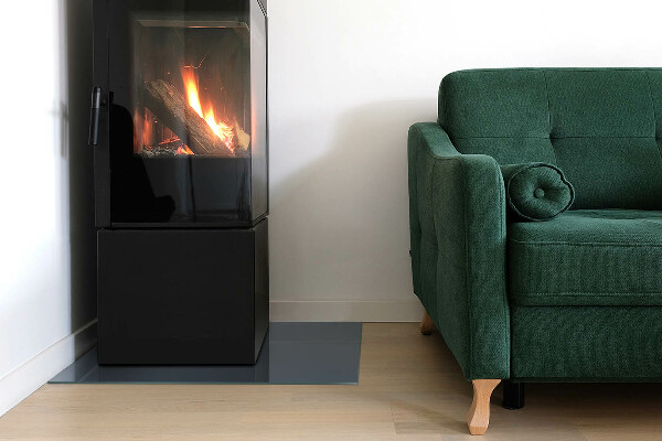 Rectangulaire plaque verre pour poêle Couleur Bleu foncé