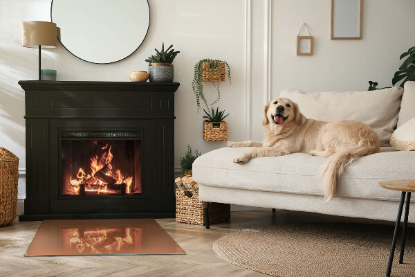 Rectangulaire plaque protection sol devant cheminée en verre Couleur marron