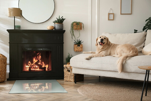 Rectangulaire plaque de sol en verre pour poêle Couleur vert clair