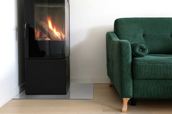 Rectangulaire plaque verre pour poêle Couleur grise