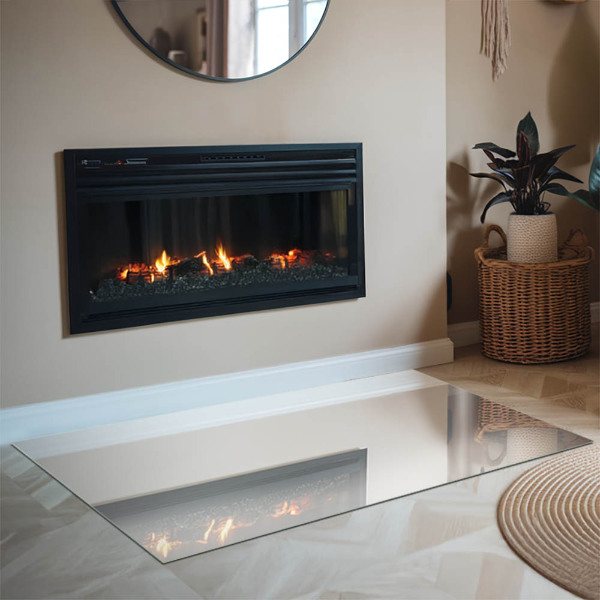 Rectangulaire plaque verre pour poêle Couleur ivoire