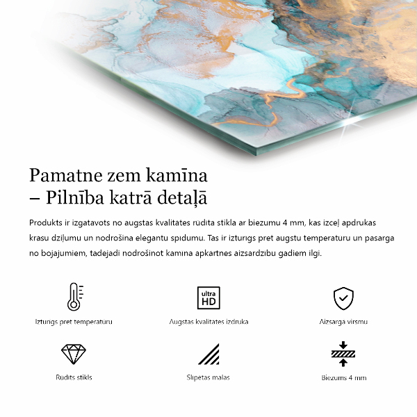 Hexagonale verre sous poêle à bois Vagues de lignes délicates