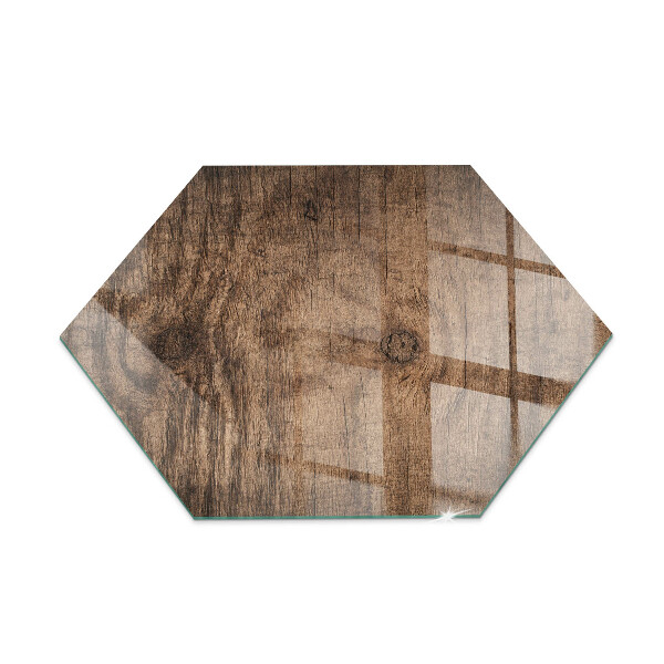 Hexagonale vitre sous poêle à bois Motif bois naturel