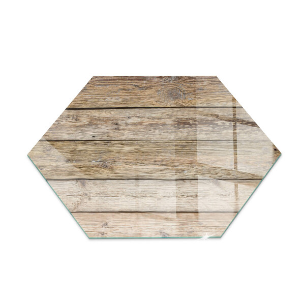 Hexagonale plaque de verre pour cheminée Planche en bois dans l'agencement