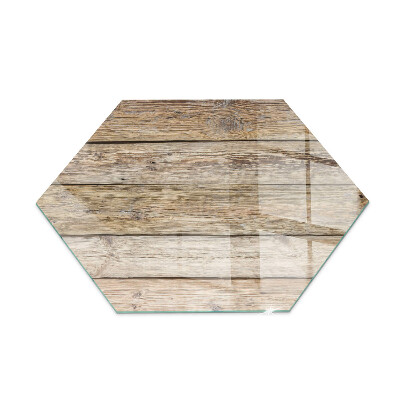 Hexagonale plaque de verre pour cheminée Planche en bois dans l'agencement