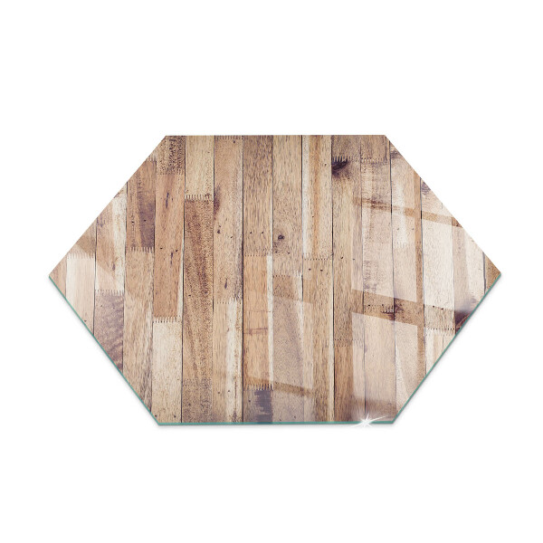 Hexagonale verre sous poêle à bois Planche en bois dans l'agencement