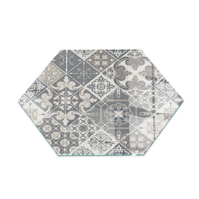 Hexagonale verre sous poêle à bois motif de mosaïque décoratif