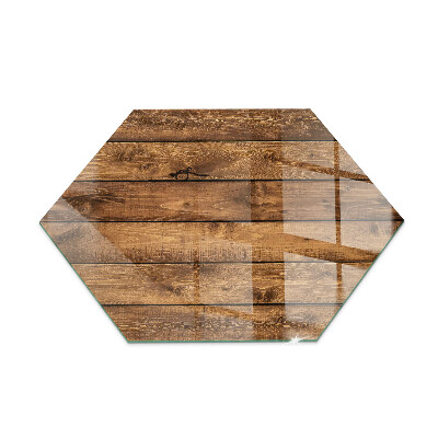 Hexagonale vitre sous poêle à bois Planche en bois veiné
