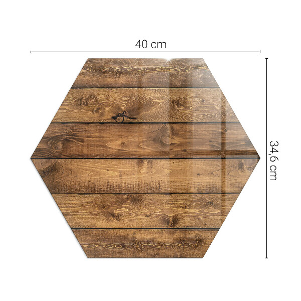 Hexagonale vitre sous poêle à bois Planche en bois veiné