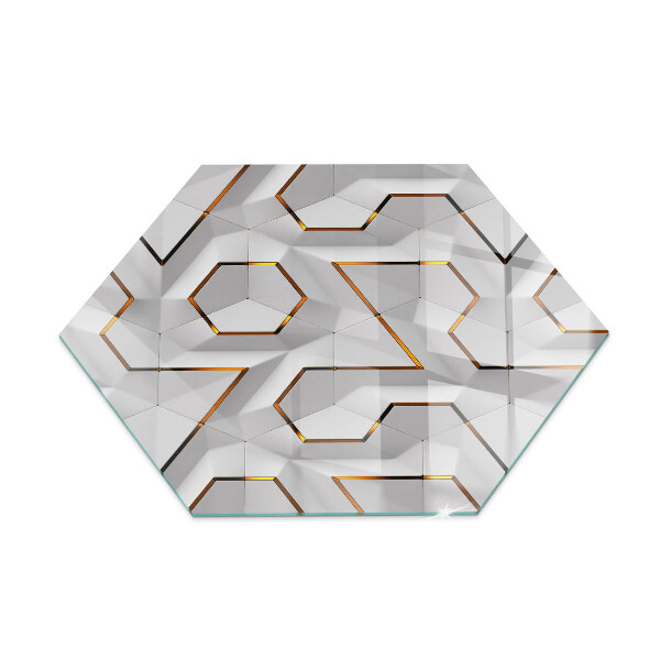 Hexagonale plaque de verre pour cheminée Motif géométrique 3D