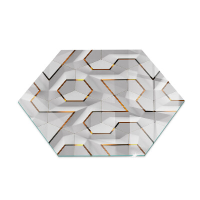 Hexagonale plaque de verre pour cheminée Motif géométrique 3D