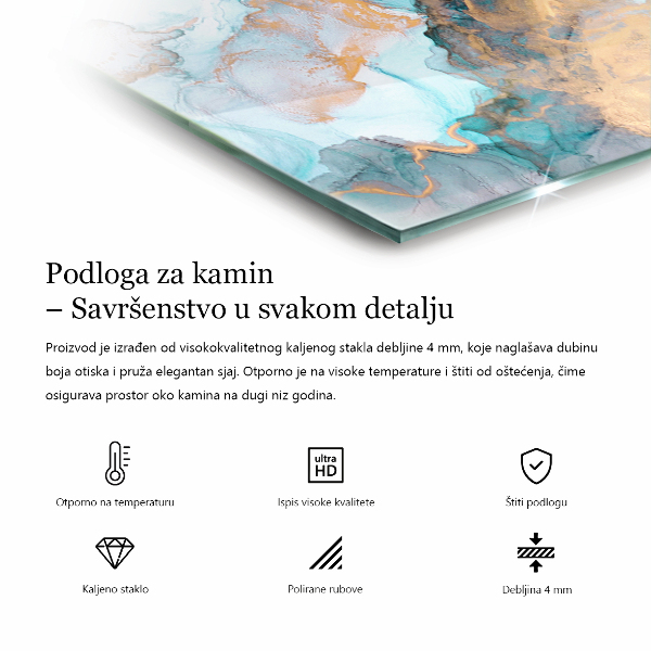 Hexagonale vitre sous poêle à bois Planche en bois endommagée