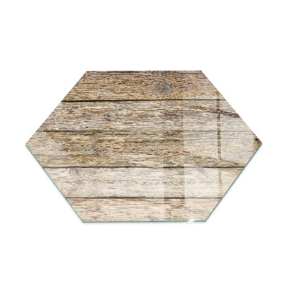 Hexagonale verre sous poêle à bois planches en bois naturel