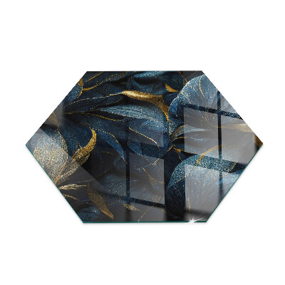 Hexagonale plaque de verre pour cheminée Feuilles élégantes en texture